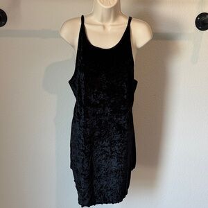 Vintage Intimate Affair Crushed Velvet High Neck Lettuce Hem Mini Dress